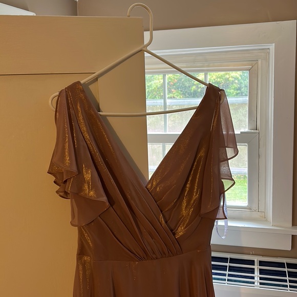 David’s Bridal rose gold metallic dress - new, never worn before or altered ! - Picture 1 of 4
